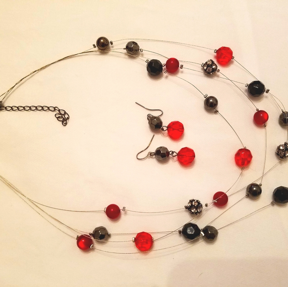 Layered Necklace and Earring Set